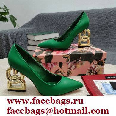Dolce  &  Gabbana Heel 10.5cm Leather Pumps Green with DG Pop Heel 2021